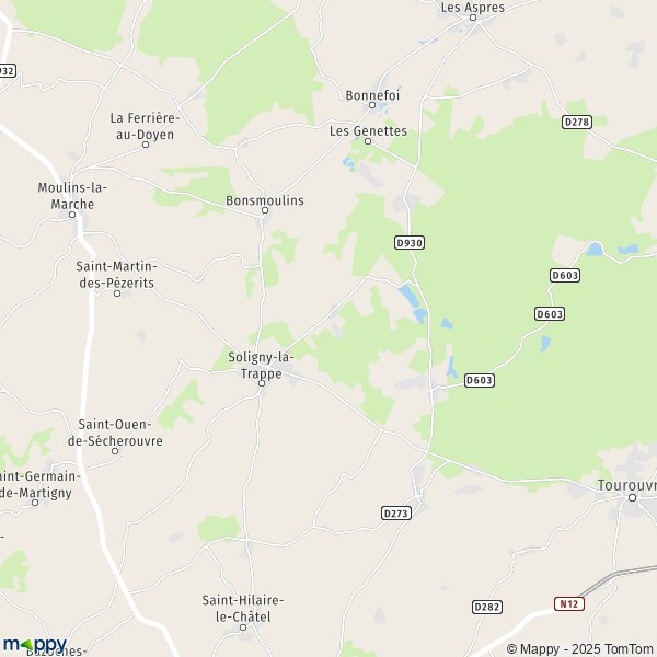 La carte pour la ville de Soligny-la-Trappe 61380