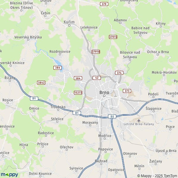 La carte pour la ville de -Vinohrady, Brno