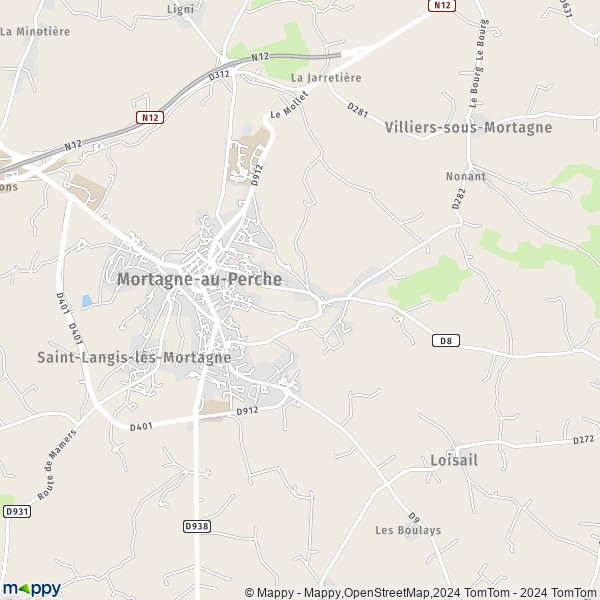La carte pour la ville de Mortagne-au-Perche 61400