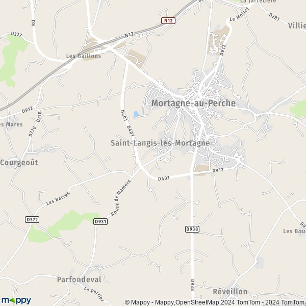 La carte pour la ville de Saint-Langis-lès-Mortagne 61400