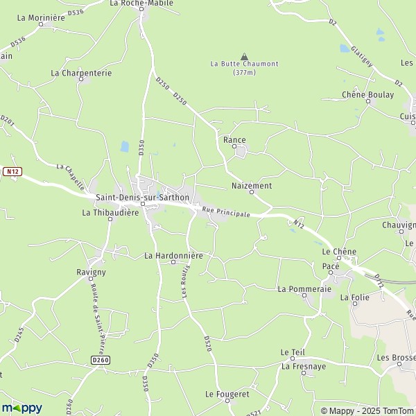 La carte pour la ville de Saint-Denis-sur-Sarthon 61420