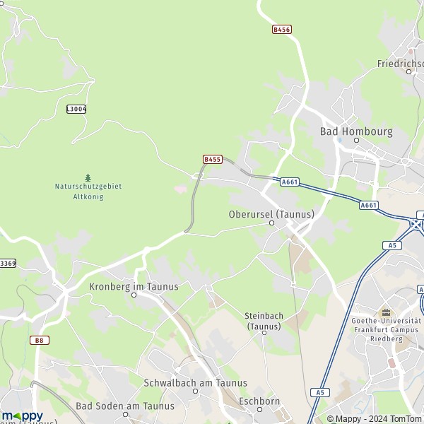 La carte pour la ville de 61440 Oberursel (Taunus)