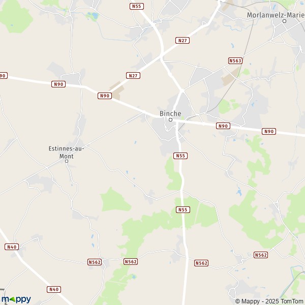 La carte pour la ville de 6150-7134 Binche