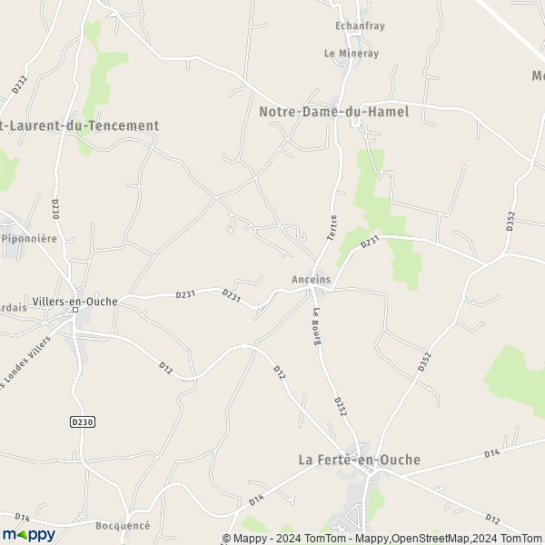 La carte pour la ville de Anceins, 61550 La Ferté-en-Ouche