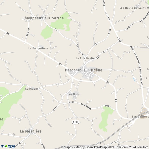 La carte pour la ville de Bazoches-sur-Hoëne 61560