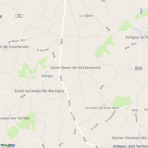 La carte pour la ville de Saint-Ouen-de-Sécherouvre 61560