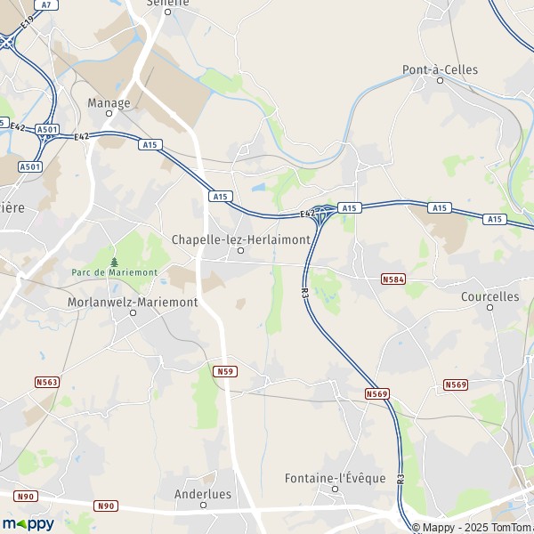 La carte pour la ville de 6181-7160 Chapelle-lez-Herlaimont