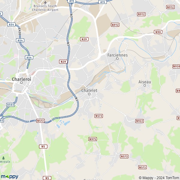 La carte pour la ville de 6200 Châtelet