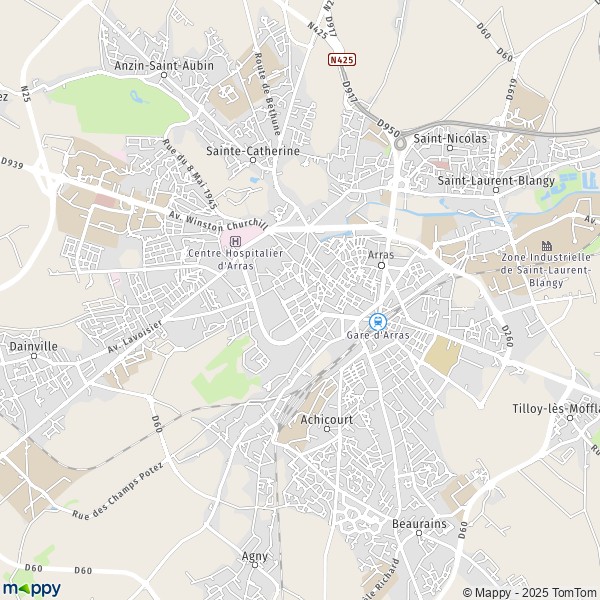 La carte pour la ville de Arras 62000