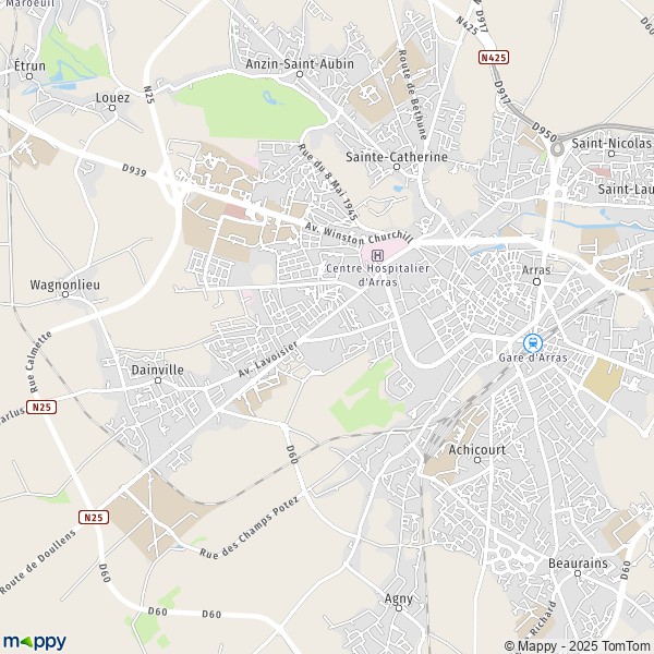 Carte Faubourg d'Amiens, 62000 Arras