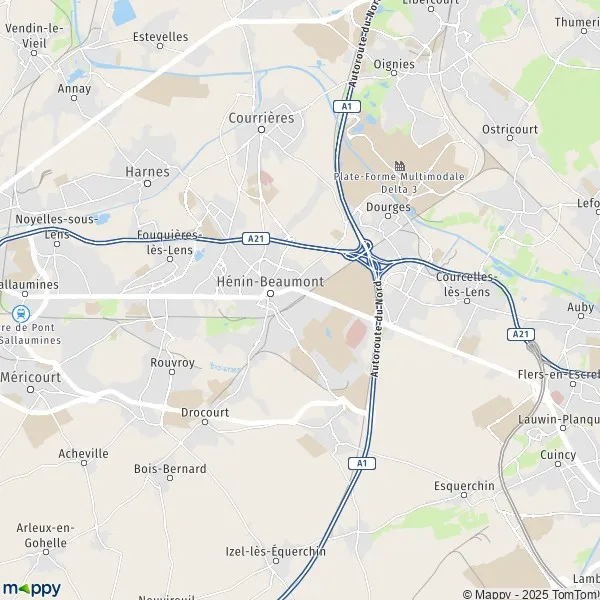 Plan HéninBeaumont carte de HéninBeaumont (62110) et infos pratiques