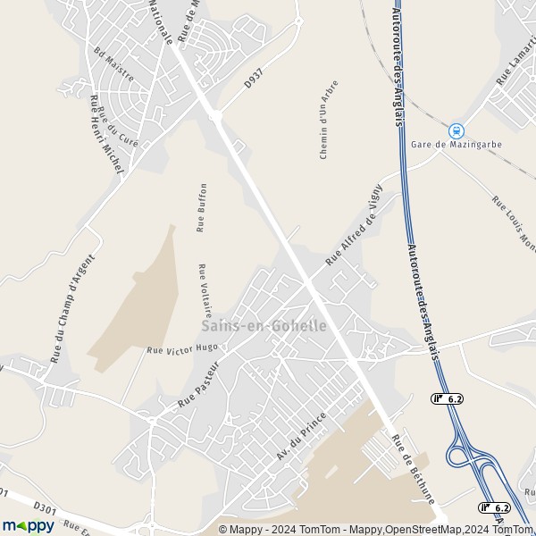 La carte pour la ville de Sains-en-Gohelle 62114