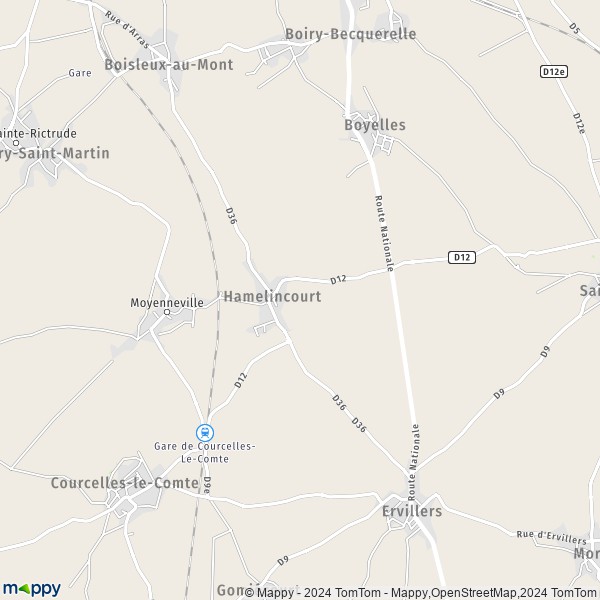 La carte pour la ville de Hamelincourt 62121