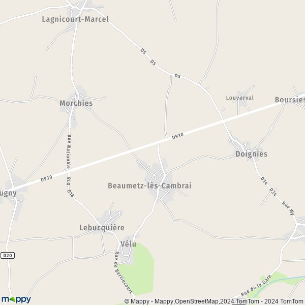 La carte pour la ville de Beaumetz-lès-Cambrai 62124