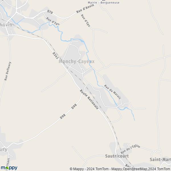 La carte pour la ville de Monchy-Cayeux 62134