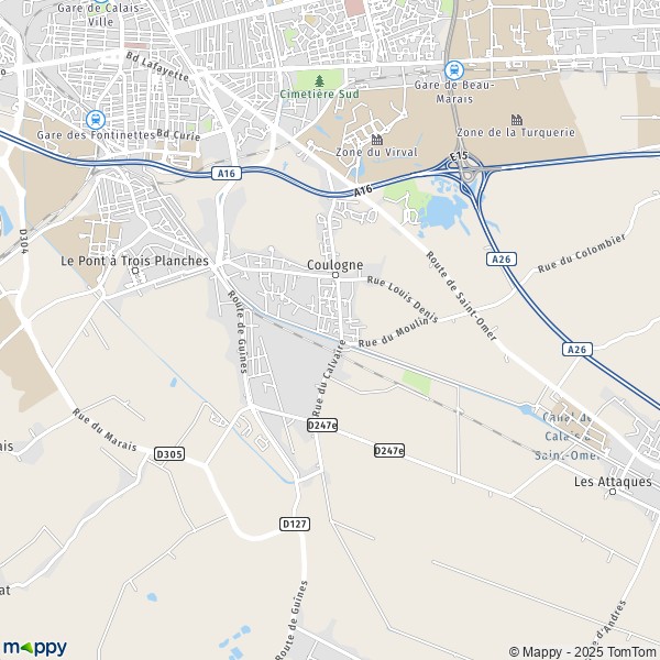 Carte Le Pont de Briques, 62137 Coulogne