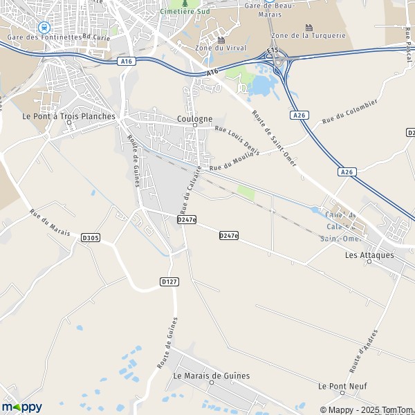 Carte Z.I. Les Estaches, 62137 Coulogne