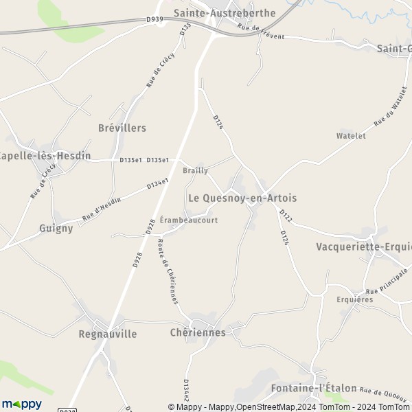 La carte pour la ville de Le Quesnoy-en-Artois 62140