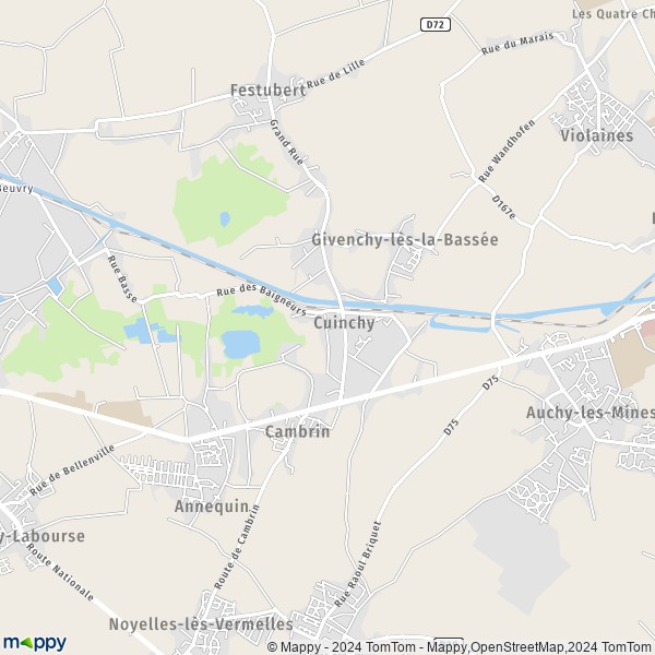 La carte pour la ville de Cuinchy 62149