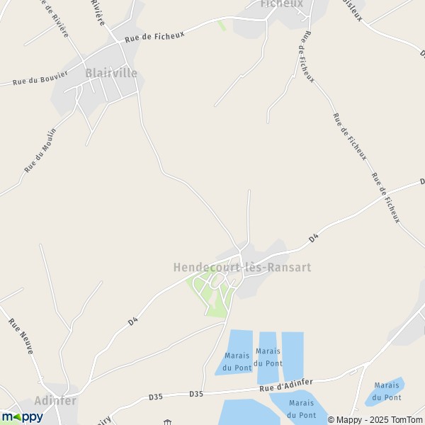 La carte pour la ville de Hendecourt-lès-Ransart 62175