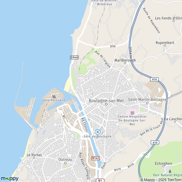 La carte pour la ville de Boulogne-sur-Mer 62200