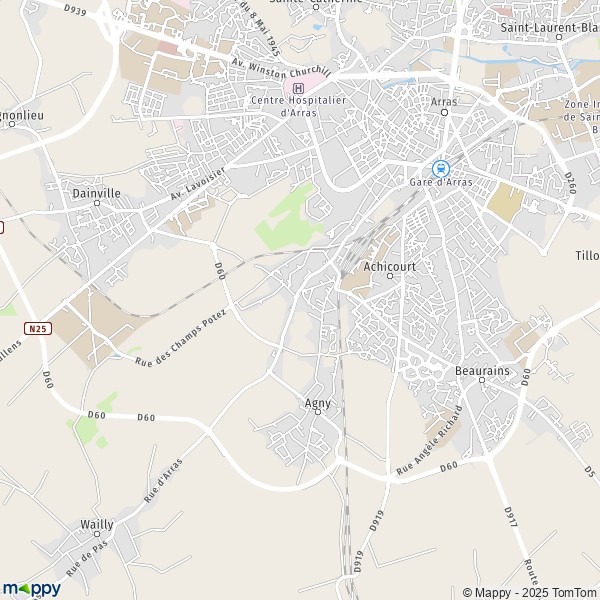 La carte pour la ville de Achicourt 62217