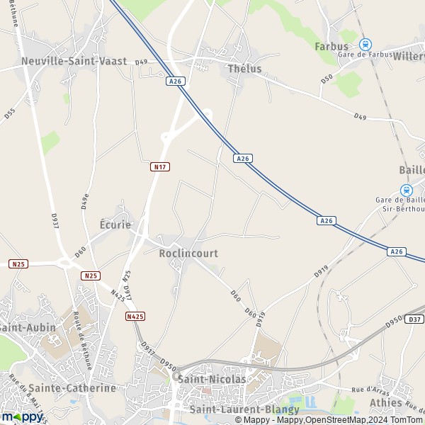 La carte pour la ville de Roclincourt 62223