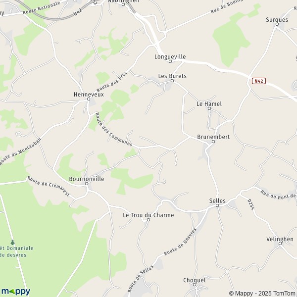Carte La Commune, 62240 Brunembert