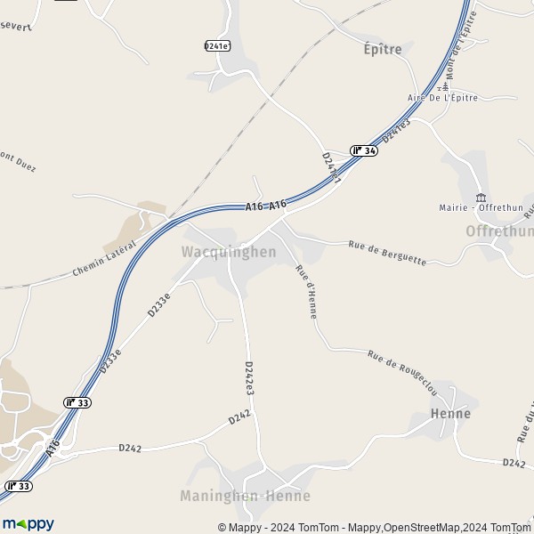 La carte pour la ville de Wacquinghen 62250