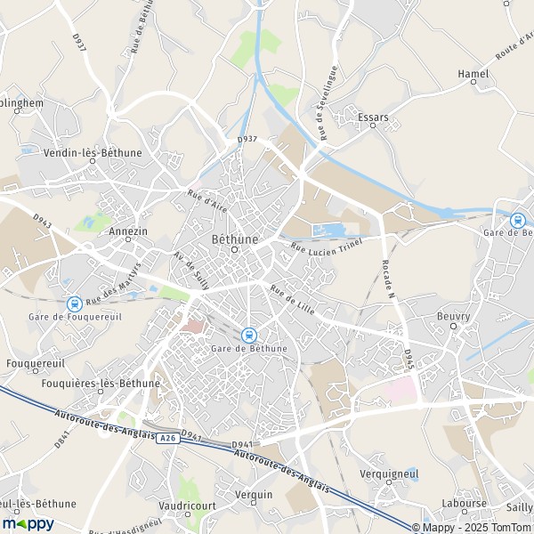 La carte pour la ville de Béthune 62400