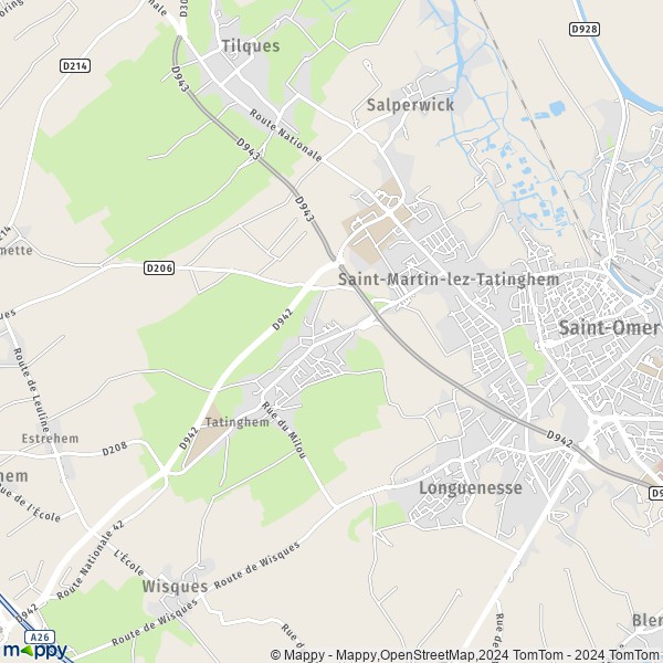 La carte pour la ville de Saint-Martin-au-Laërt, 62500 Saint-Martin-lez-Tatinghem