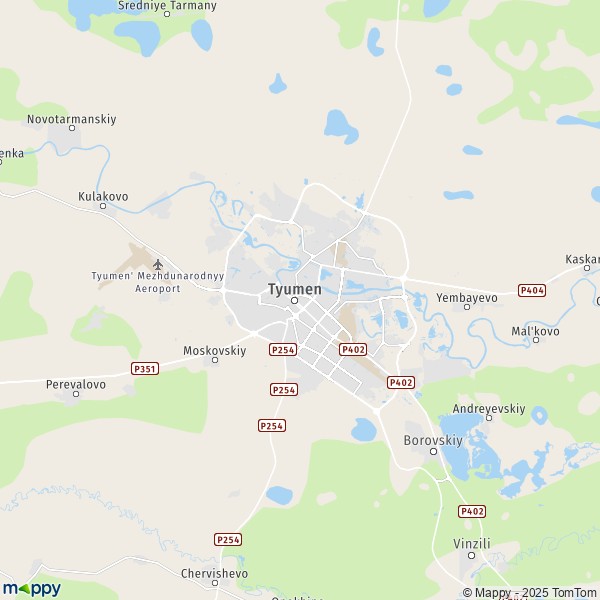 La carte pour la ville de Tyumen 625000-625509