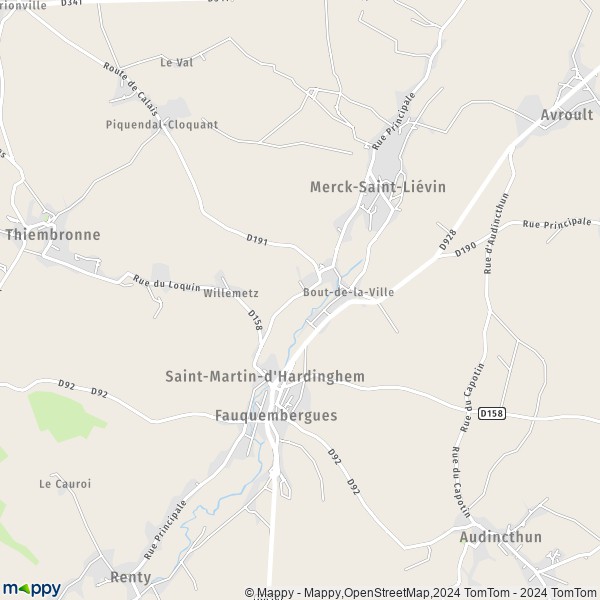 La carte pour la ville de Saint-Martin-d'Hardinghem 62560