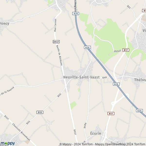 La carte pour la ville de Neuville-Saint-Vaast 62580