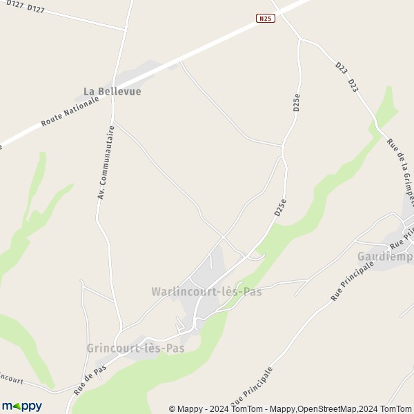 La carte pour la ville de Warlincourt-lès-Pas 62760