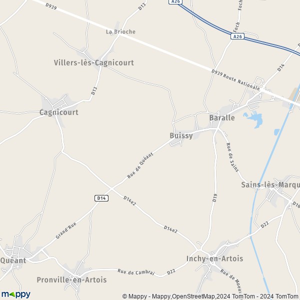La carte pour la ville de Buissy 62860