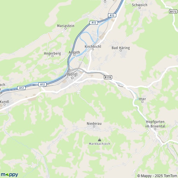 La carte pour la ville de Wörgl 6300-6322