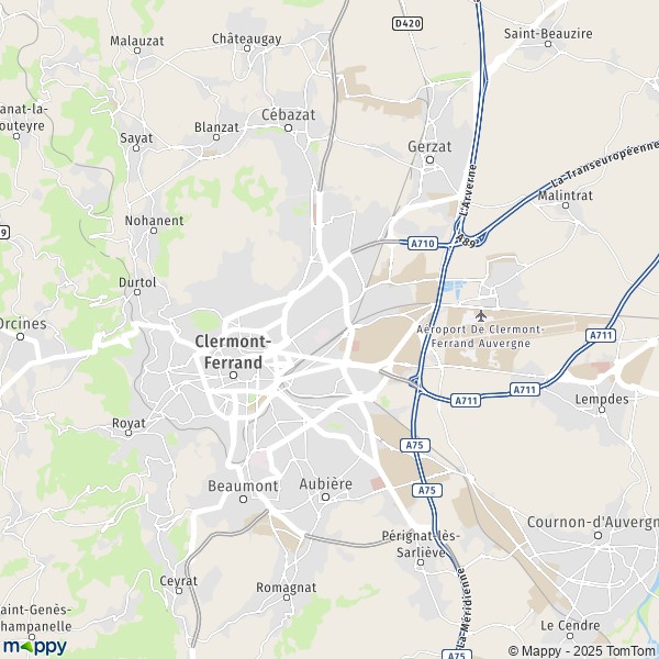 La carte pour la ville de Clermont-Ferrand 63000-63100