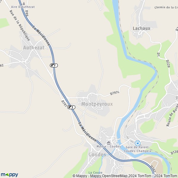 La carte pour la ville de Montpeyroux 63114