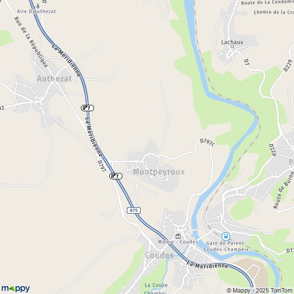 La carte pour la ville de Montpeyroux 63114