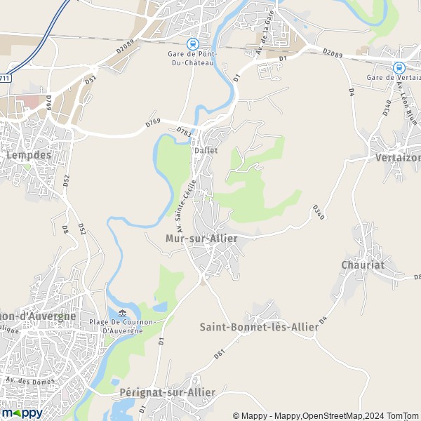 La carte pour la ville de Mezel, 63115 Mur-sur-Allier