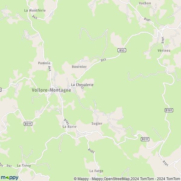 La carte pour la ville de Vollore-Montagne 63120