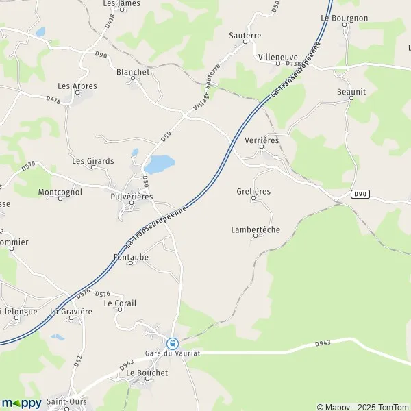 Plan Pulvérières carte de Pulvérières (63230) et infos pratiques