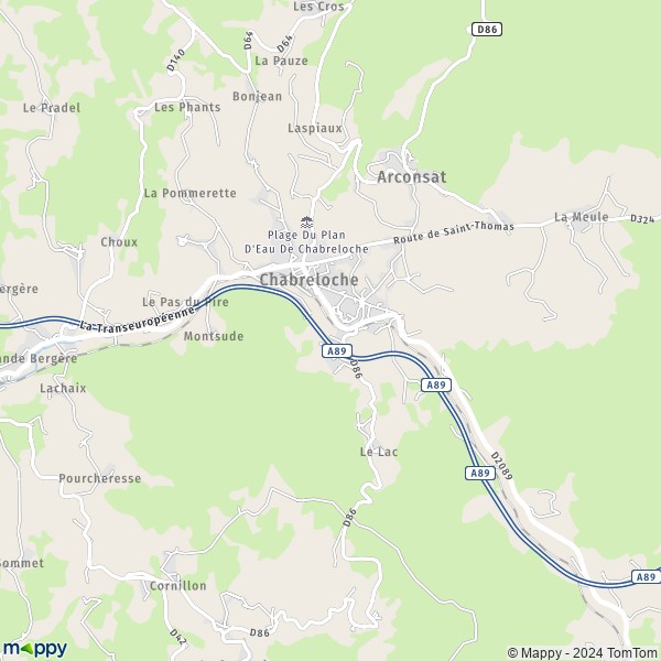 La carte pour la ville de Chabreloche 63250