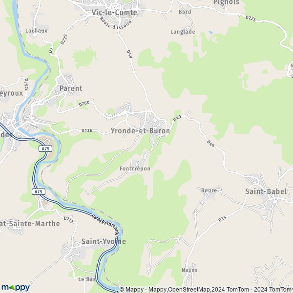 La carte pour la ville de Yronde-et-Buron 63270