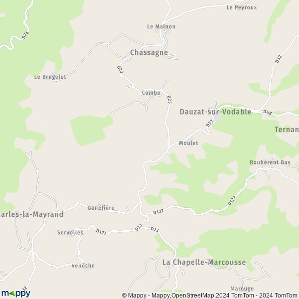 La carte pour la ville de Dauzat-sur-Vodable 63340