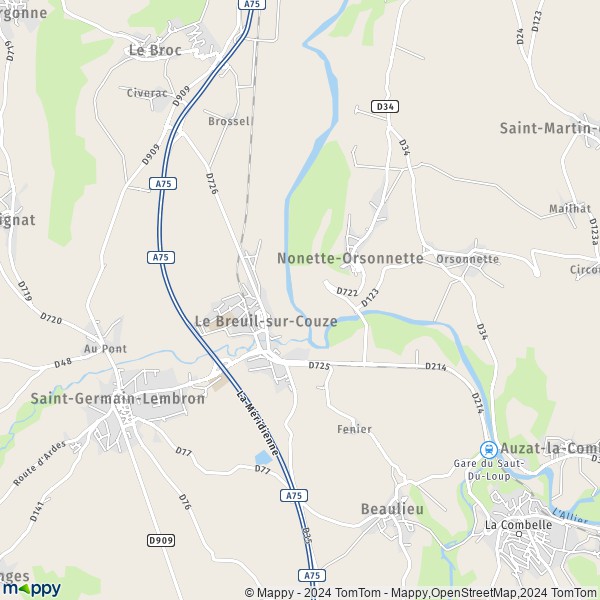 La carte pour la ville de Le Breuil-sur-Couze 63340