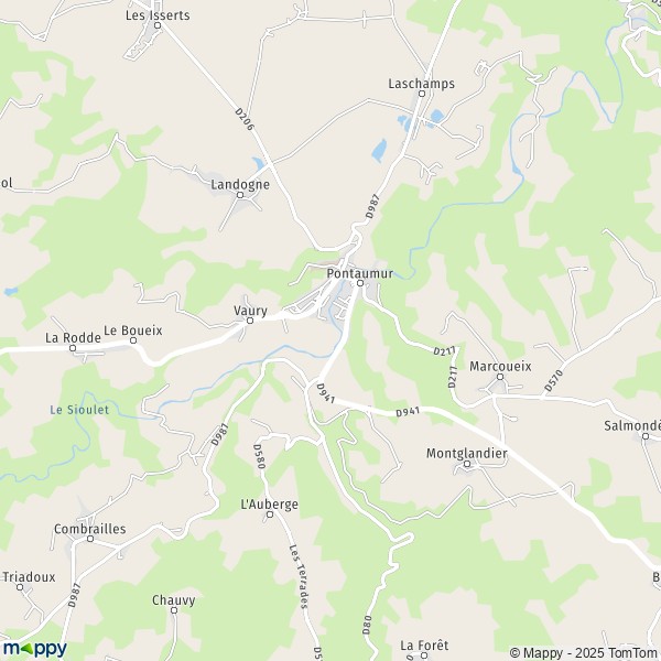 La carte pour la ville de Pontaumur 63380