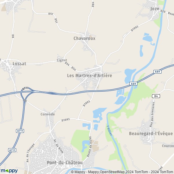 La carte pour la ville de Les Martres-d'Artière 63430