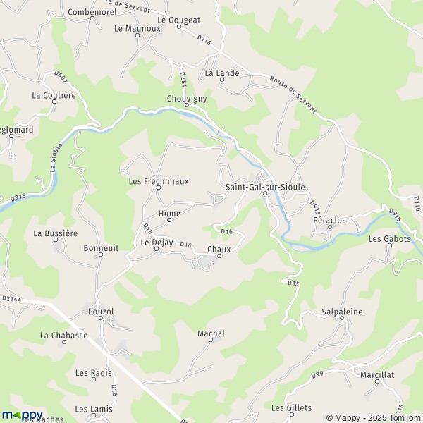 La carte pour la ville de Saint-Gal-sur-Sioule 63440